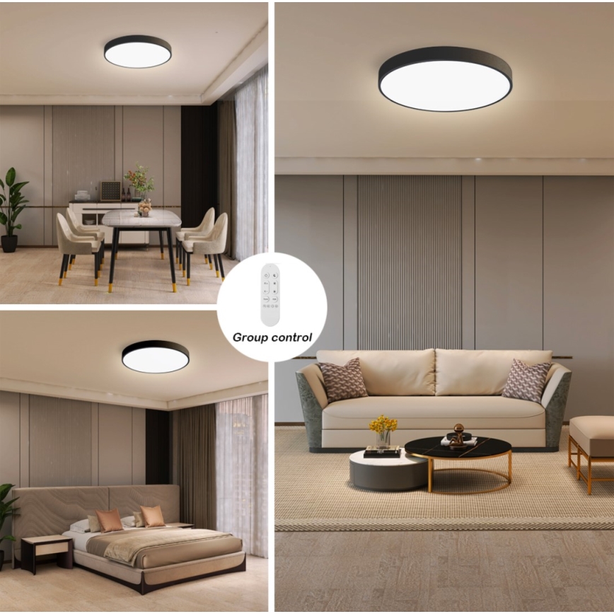 Immax NEO 07248L - LED Plafon ściemnialny NEO LITE SEMPLICI LED/36W/230V 3000-6000K Wi-Fi Tuya czarny + zdalne sterowanie