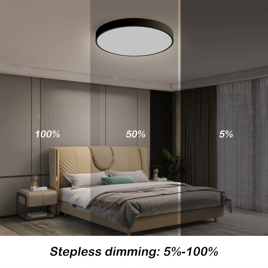 Immax NEO 07248L - LED Plafon ściemnialny NEO LITE SEMPLICI LED/36W/230V 3000-6000K Wi-Fi Tuya czarny + zdalne sterowanie