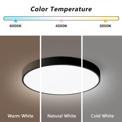 Immax NEO 07248L - LED Plafon ściemnialny NEO LITE SEMPLICI LED/36W/230V 3000-6000K Wi-Fi Tuya czarny + zdalne sterowanie