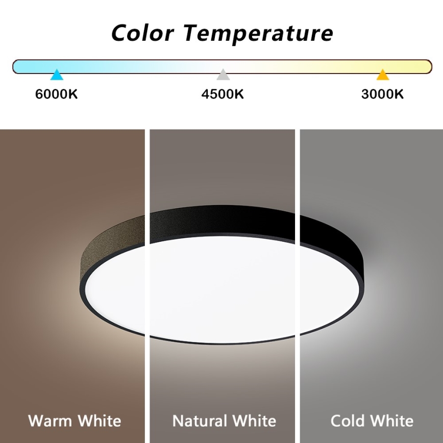 Immax NEO 07248L - LED Plafon ściemnialny NEO LITE SEMPLICI LED/36W/230V 3000-6000K Wi-Fi Tuya czarny + zdalne sterowanie