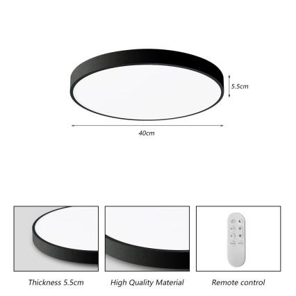 Immax NEO 07248L - LED Plafon ściemnialny NEO LITE SEMPLICI LED/36W/230V 3000-6000K Wi-Fi Tuya czarny + zdalne sterowanie