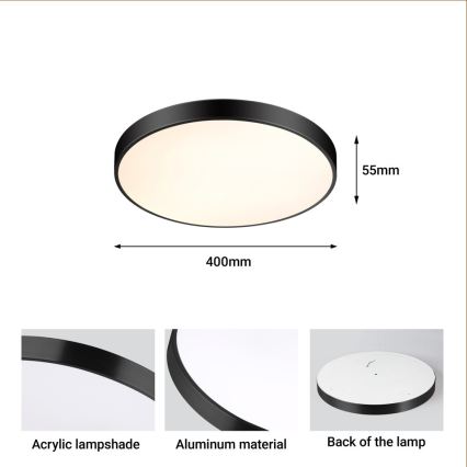 Immax NEO 07248L - LED Plafon ściemnialny NEO LITE SEMPLICI LED/36W/230V 3000-6000K Wi-Fi Tuya czarny + zdalne sterowanie