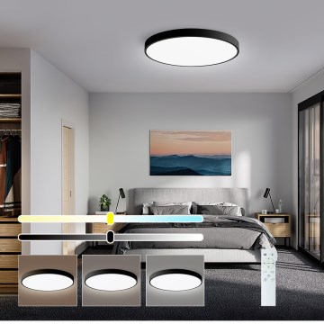 Immax NEO 07249L - LED Plafon ściemnialny NEO LITE SEMPLICI LED/48W/230V 3000-6000K Wi-Fi Tuya czarny + zdalne sterowanie