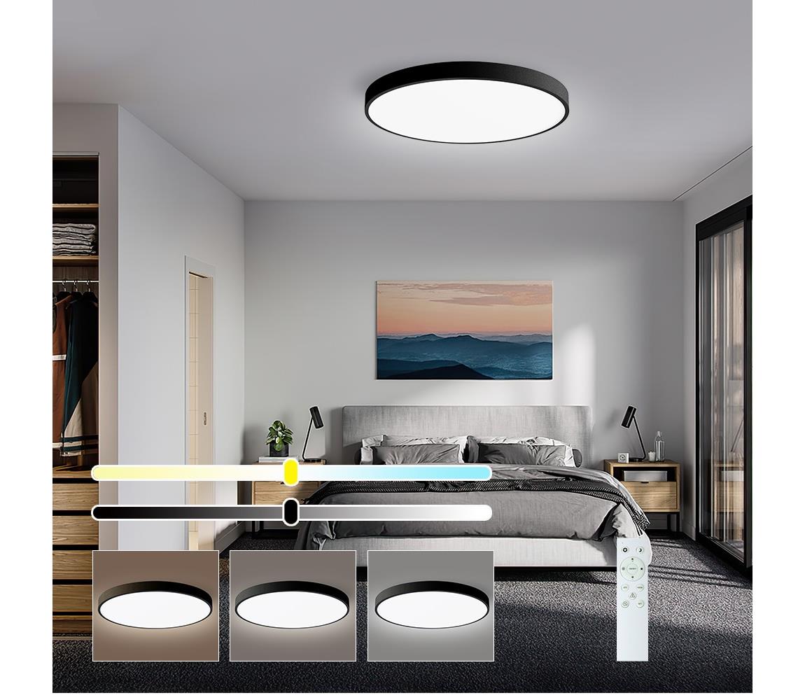 NEO 07249L-Ściemnialne oświetlenie LED SEMPLICI 48W/230V Wi-Fi Tuya černá+ pilot
