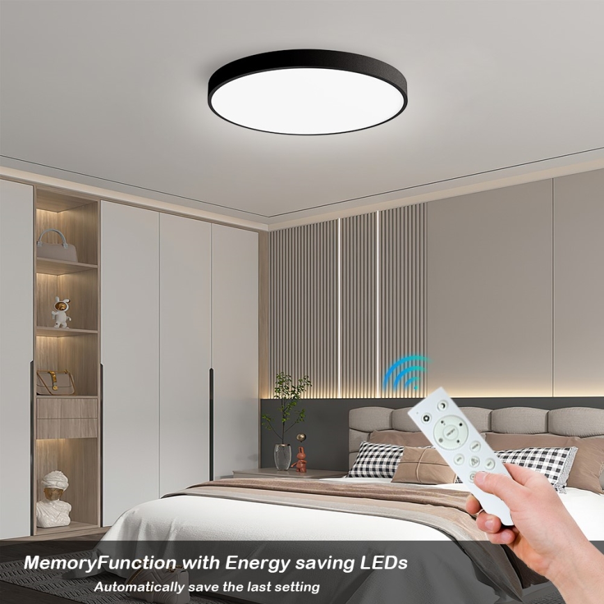 Immax NEO 07249L - LED Plafon ściemnialny NEO LITE SEMPLICI LED/48W/230V 3000-6000K Wi-Fi Tuya czarny + zdalne sterowanie