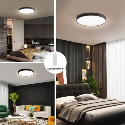 Immax NEO 07249L - LED Plafon ściemnialny NEO LITE SEMPLICI LED/48W/230V 3000-6000K Wi-Fi Tuya czarny + zdalne sterowanie