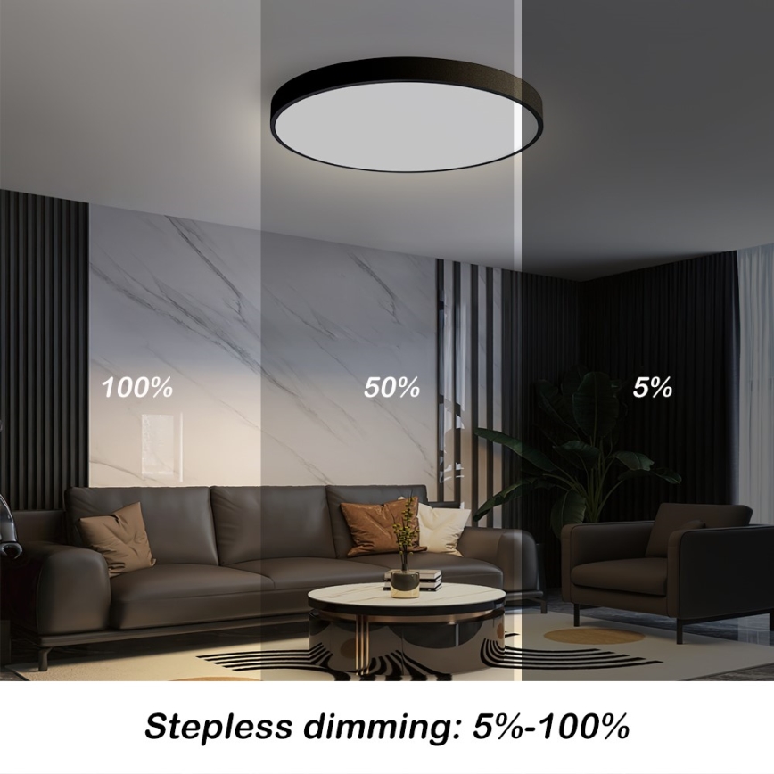 Immax NEO 07249L - LED Plafon ściemnialny NEO LITE SEMPLICI LED/48W/230V 3000-6000K Wi-Fi Tuya czarny + zdalne sterowanie
