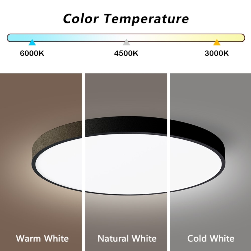 Immax NEO 07249L - LED Plafon ściemnialny NEO LITE SEMPLICI LED/48W/230V 3000-6000K Wi-Fi Tuya czarny + zdalne sterowanie