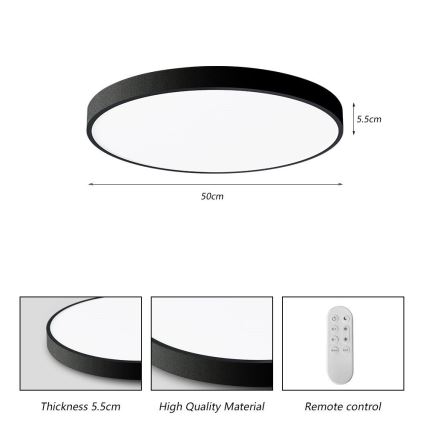 Immax NEO 07249L - LED Plafon ściemnialny NEO LITE SEMPLICI LED/48W/230V 3000-6000K Wi-Fi Tuya czarny + zdalne sterowanie