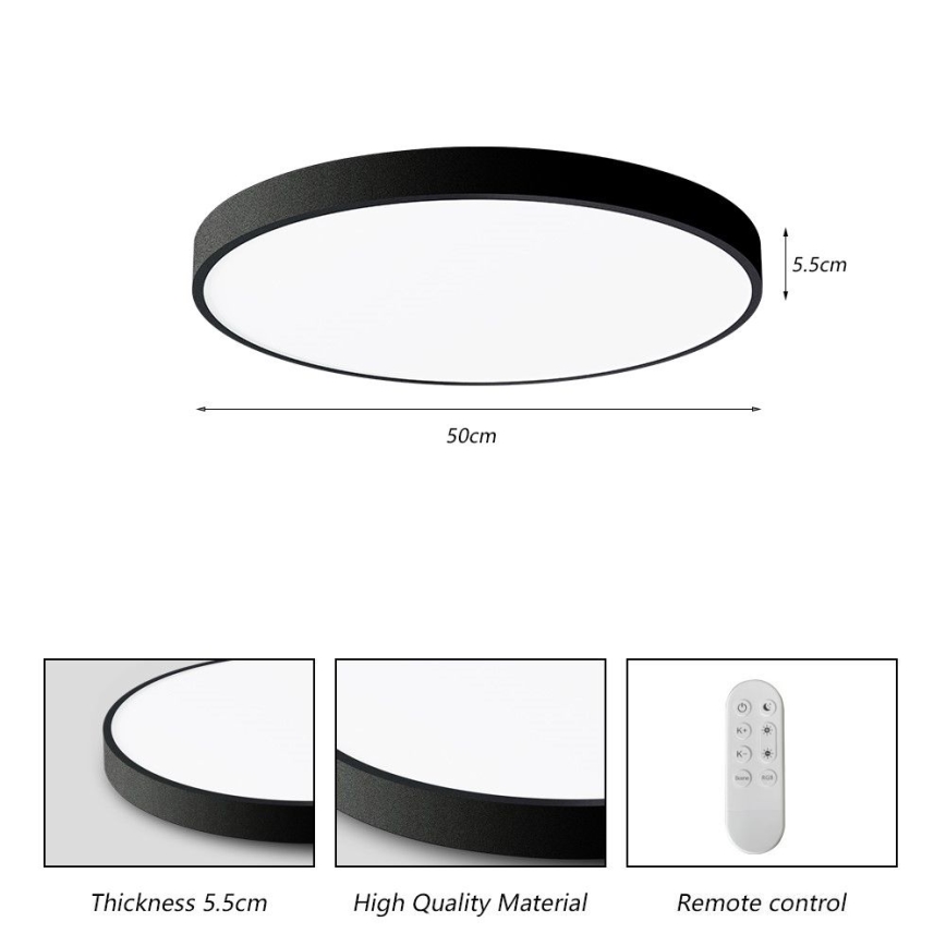 Immax NEO 07249L - LED Plafon ściemnialny NEO LITE SEMPLICI LED/48W/230V 3000-6000K Wi-Fi Tuya czarny + zdalne sterowanie