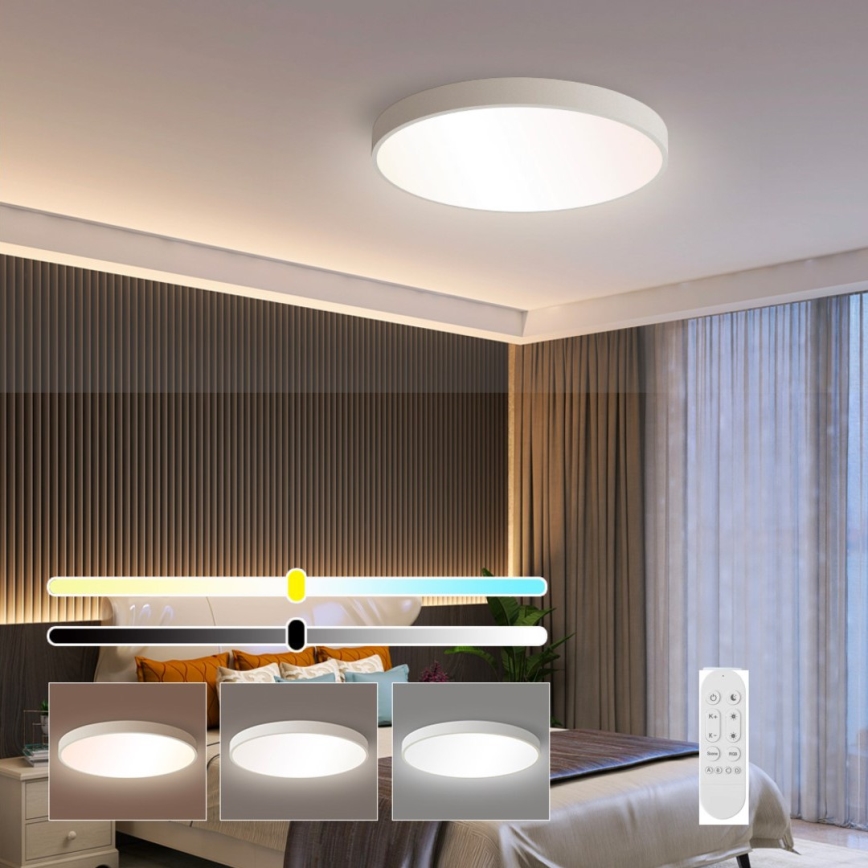 Immax NEO 07251L - LED Plafon ściemnialny NEO LITE SEMPLICI LED/36W/230V 3000-6000K Wi-Fi Tuya biały + zdalne sterowanie