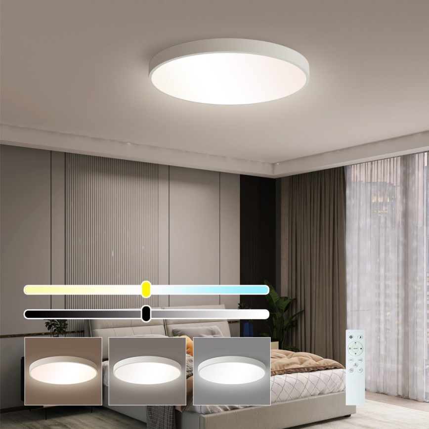 Immax NEO 07252L - LED Plafon ściemnialny NEO LITE SEMPLICI LED/48W/230V 3000-6000K Wi-Fi Tuya biały + zdalne sterowanie