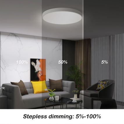 Immax NEO 07252L - LED Plafon ściemnialny NEO LITE SEMPLICI LED/48W/230V 3000-6000K Wi-Fi Tuya biały + zdalne sterowanie