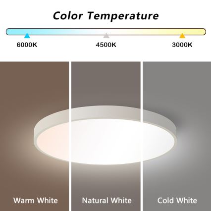 Immax NEO 07252L - LED Plafon ściemnialny NEO LITE SEMPLICI LED/48W/230V 3000-6000K Wi-Fi Tuya biały + zdalne sterowanie