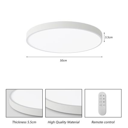 Immax NEO 07252L - LED Plafon ściemnialny NEO LITE SEMPLICI LED/48W/230V 3000-6000K Wi-Fi Tuya biały + zdalne sterowanie