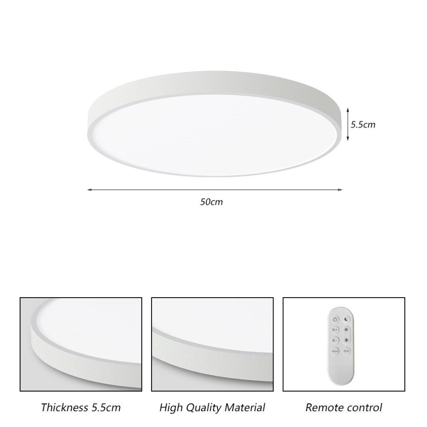 Immax NEO 07252L - LED Plafon ściemnialny NEO LITE SEMPLICI LED/48W/230V 3000-6000K Wi-Fi Tuya biały + zdalne sterowanie