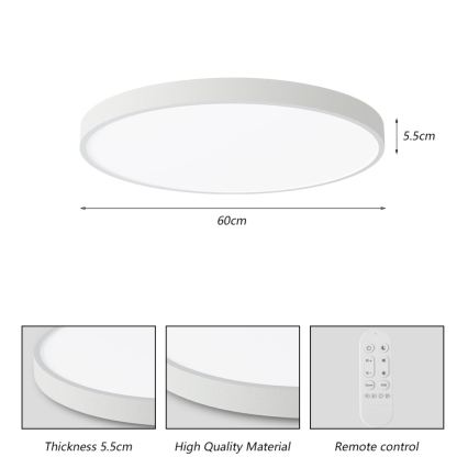 Immax NEO 07253L - LED Plafon ściemnialny NEO LITE SEMPLICI LED/60W/230V 3000-6000K Wi-Fi Tuya biały + zdalne sterowanie