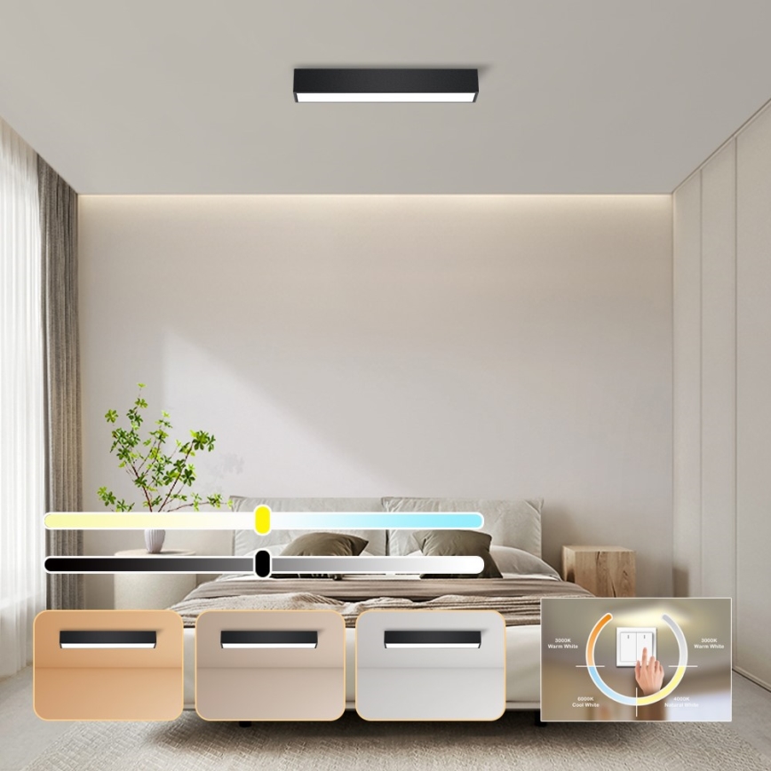 Immax NEO 07254L - LED Plafon ściemnialny NEO LITE LUNGO LED/20W/230V 3000-6000K Wi-Fi Tuya czarny + zdalne sterowanie