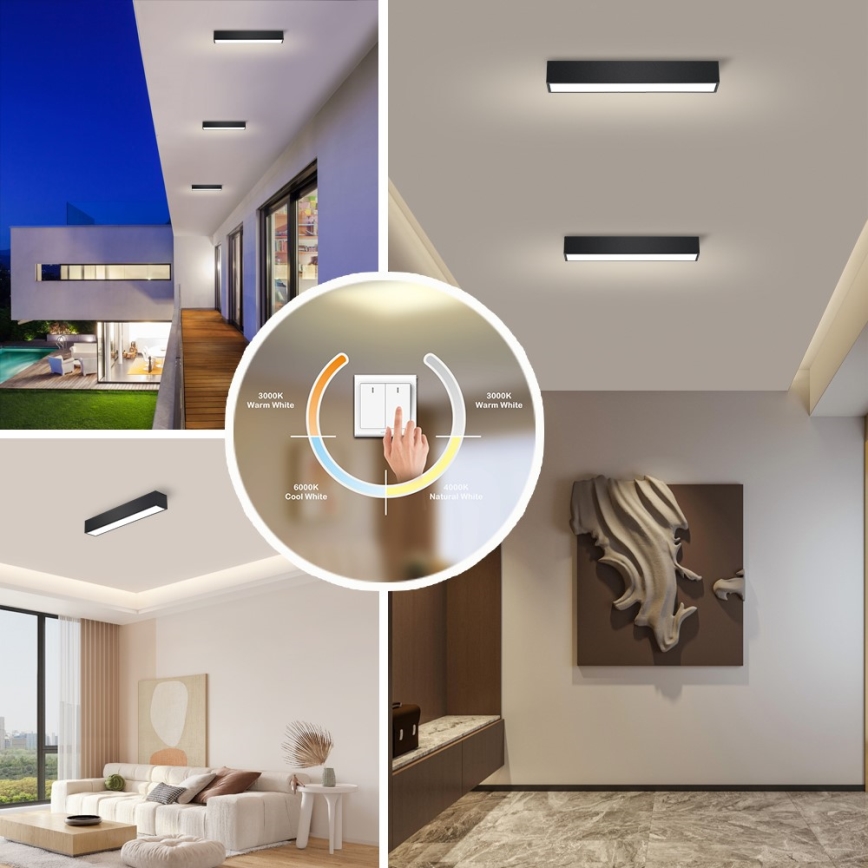 Immax NEO 07254L - LED Plafon ściemnialny NEO LITE LUNGO LED/20W/230V 3000-6000K Wi-Fi Tuya czarny + zdalne sterowanie