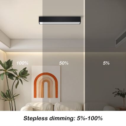 Immax NEO 07254L - LED Plafon ściemnialny NEO LITE LUNGO LED/20W/230V 3000-6000K Wi-Fi Tuya czarny + zdalne sterowanie