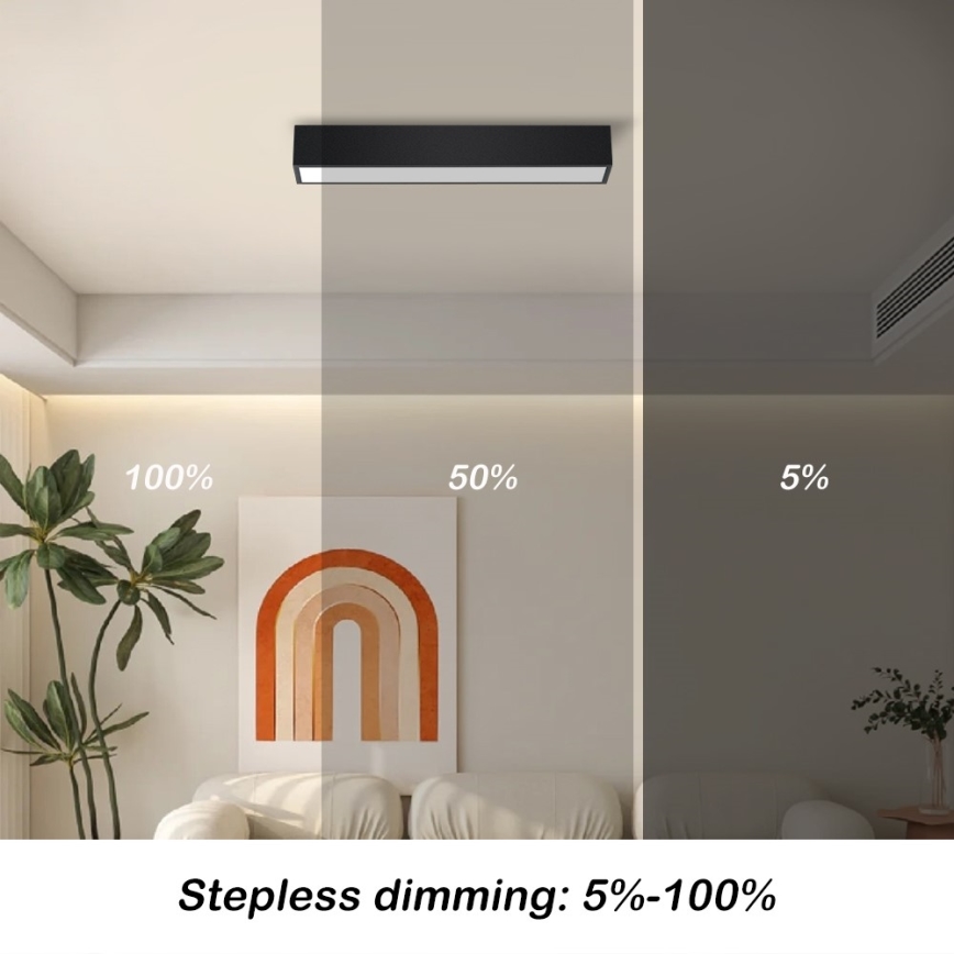 Immax NEO 07254L - LED Plafon ściemnialny NEO LITE LUNGO LED/20W/230V 3000-6000K Wi-Fi Tuya czarny + zdalne sterowanie