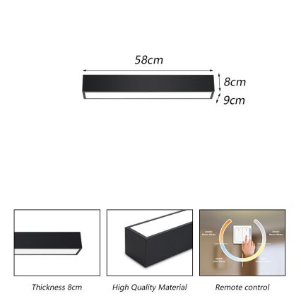 Immax NEO 07254L - LED Plafon ściemnialny NEO LITE LUNGO LED/20W/230V 3000-6000K Wi-Fi Tuya czarny + zdalne sterowanie