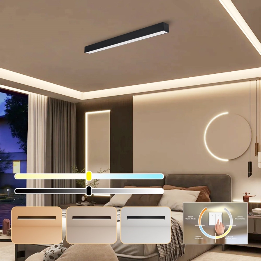 Immax NEO 07255L - LED Plafon ściemnialny NEO LITE LUNGO LED/20W/230V 3000-6000K Wi-Fi Tuya czarny + zdalne sterowanie