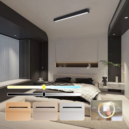 Immax NEO 07256L - LED Plafon ściemnialny NEO LITE LUNGO LED/38W/230V 3000-6000K Wi-Fi Tuya czarny + zdalne sterowanie