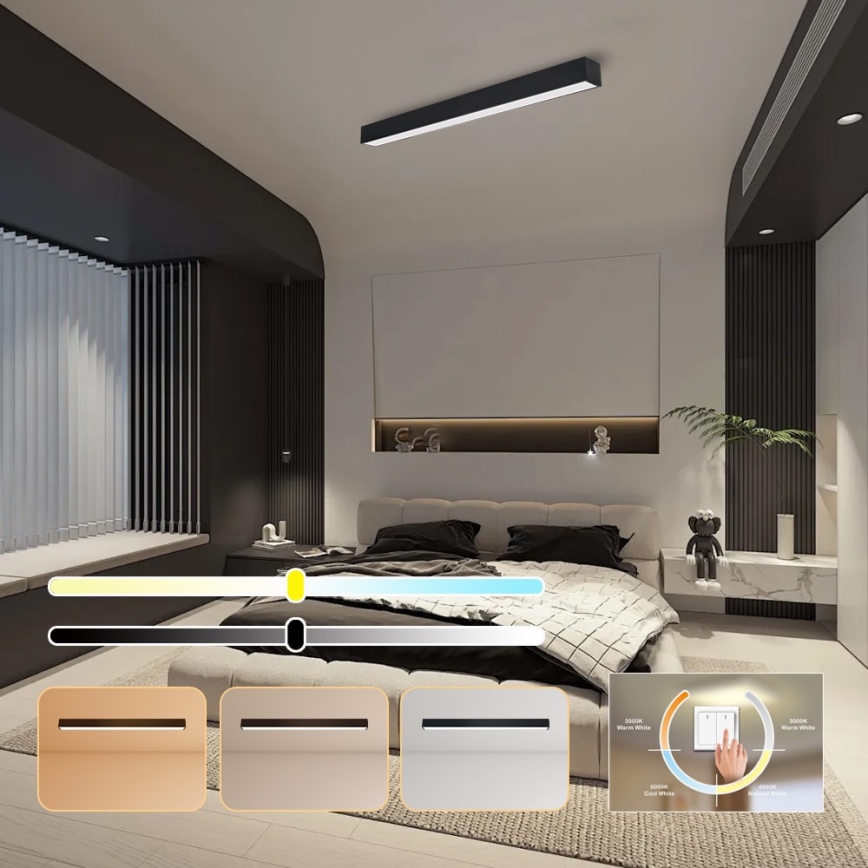 Immax NEO 07256L - LED Plafon ściemnialny NEO LITE LUNGO LED/38W/230V 3000-6000K Wi-Fi Tuya czarny + zdalne sterowanie