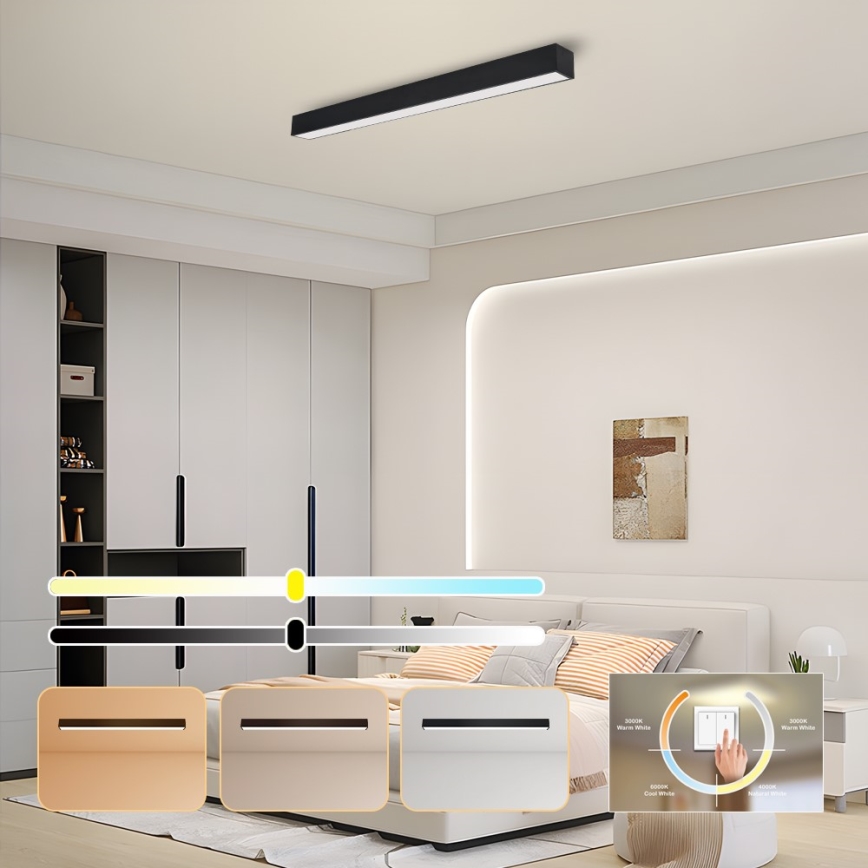 Immax NEO 07256L - LED Plafon ściemnialny NEO LITE LUNGO LED/38W/230V 3000-6000K Wi-Fi Tuya czarny + zdalne sterowanie