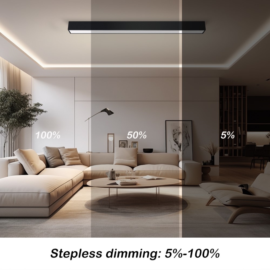 Immax NEO 07256L - LED Plafon ściemnialny NEO LITE LUNGO LED/38W/230V 3000-6000K Wi-Fi Tuya czarny + zdalne sterowanie