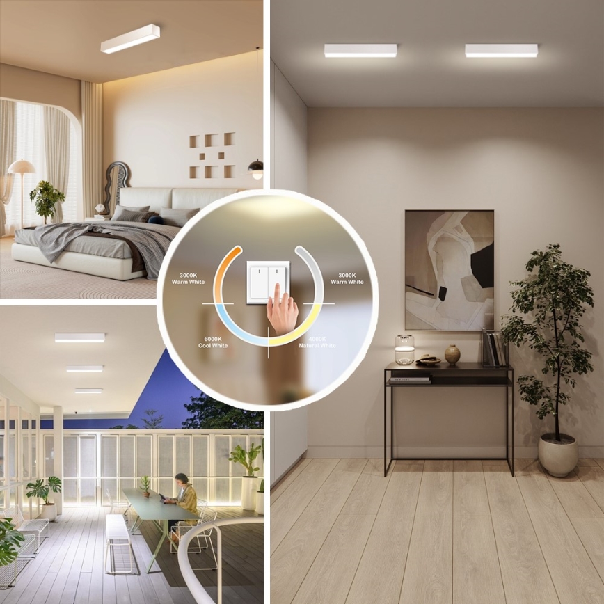 Immax NEO 07257L - LED Plafon ściemnialny NEO LITE LUNGO LED/20W/230V 3000-6000K Wi-Fi Tuya biały + zdalne sterowanie