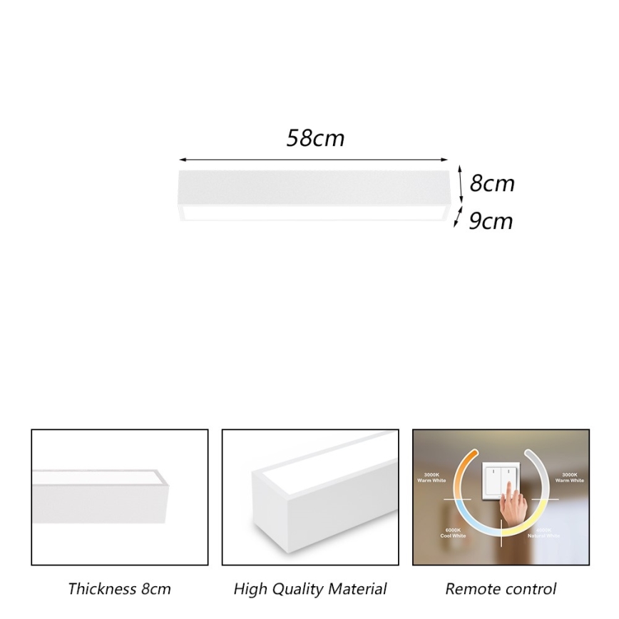 Immax NEO 07257L - LED Plafon ściemnialny NEO LITE LUNGO LED/20W/230V 3000-6000K Wi-Fi Tuya biały + zdalne sterowanie