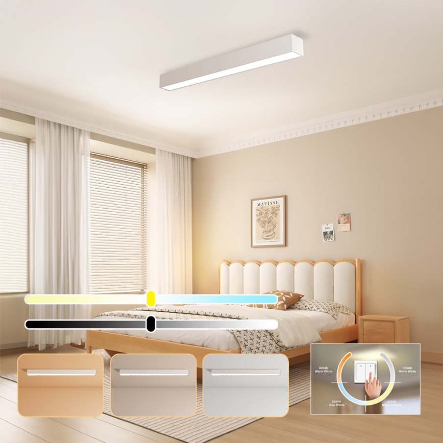 Immax NEO 07258L - LED Plafon ściemnialny NEO LITE LUNGO LED/29W/230V 3000-6000K Wi-Fi Tuya biały + zdalne sterowanie