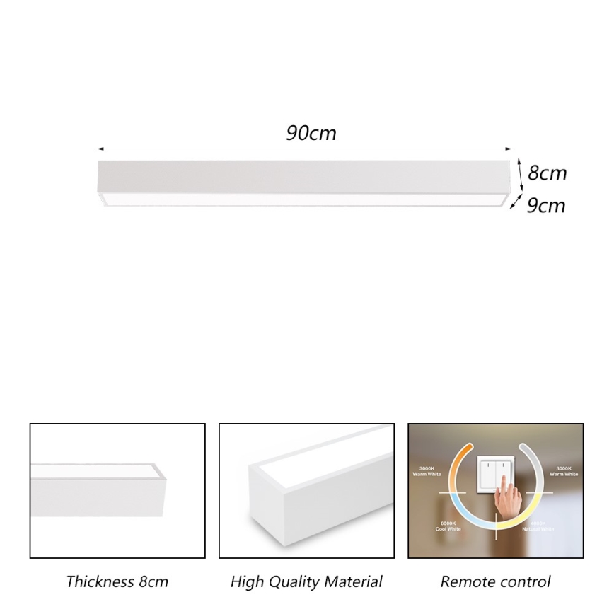 Immax NEO 07258L - LED Plafon ściemnialny NEO LITE LUNGO LED/29W/230V 3000-6000K Wi-Fi Tuya biały + zdalne sterowanie