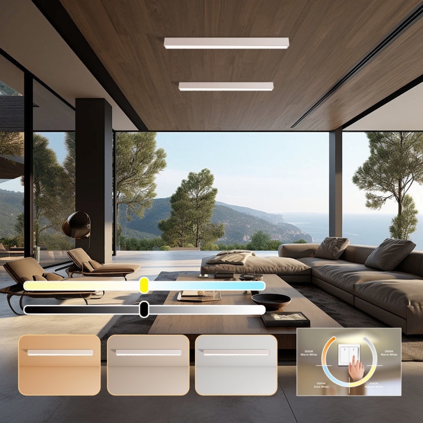 Immax NEO 07259L - LED Plafon ściemnialny NEO LITE LUNGO LED/38W/230V 3000-6000K Wi-Fi Tuya biały + zdalne sterowanie