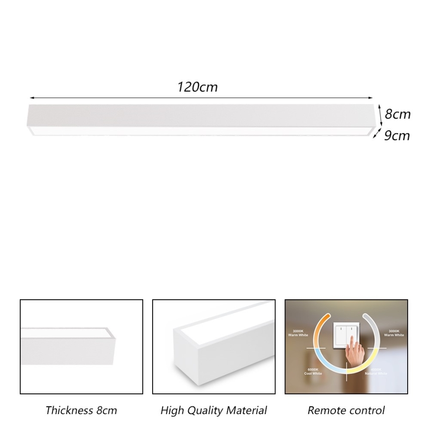 Immax NEO 07259L - LED Plafon ściemnialny NEO LITE LUNGO LED/38W/230V 3000-6000K Wi-Fi Tuya biały + zdalne sterowanie