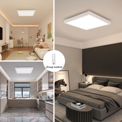 Immax NEO 07277L - LED Ściemnialny plafon łazienkowy NEO LITE FRAME LED/50W/230V IP44 Wi-Fi Tuya +pilot zdalnego sterowania biały