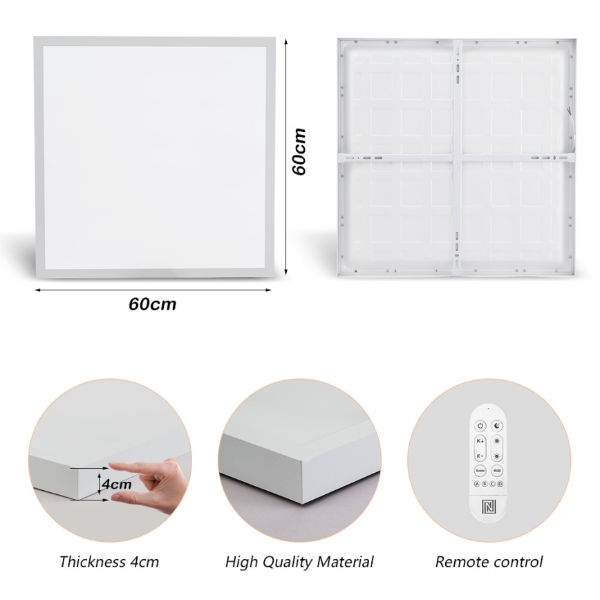 Immax NEO 07277L - LED Ściemnialny plafon łazienkowy NEO LITE FRAME LED/50W/230V IP44 Wi-Fi Tuya +pilot zdalnego sterowania biały