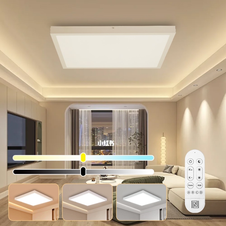 Immax NEO 07277L - LED Ściemnialny plafon łazienkowy NEO LITE FRAME LED/50W/230V IP44 Wi-Fi Tuya +pilot zdalnego sterowania biały