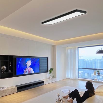Immax NEO 07278L - LED Ściemnialny plafon łazienkowy NEO LITE FRAME LED/50W/230V IP44 Wi-Fi Tuya + pilot zdalnego sterowania czarny