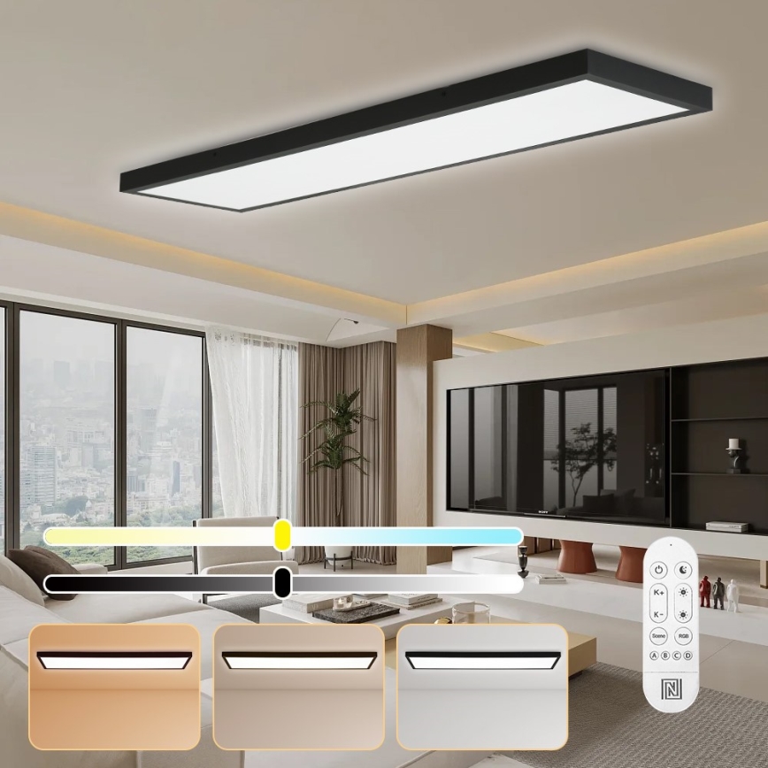 Immax NEO 07278L - LED Ściemnialny plafon łazienkowy NEO LITE FRAME LED/50W/230V IP44 Wi-Fi Tuya + pilot zdalnego sterowania czarny