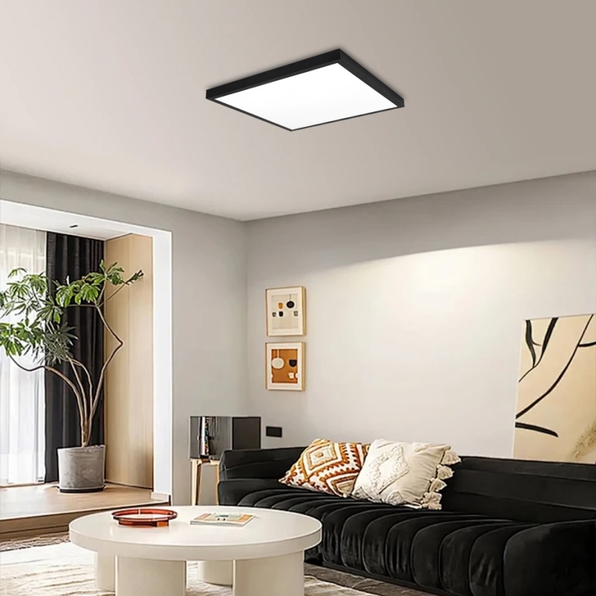 Immax NEO 07279L - LED Ściemnialny plafon łazienkowy NEO LITE FRAME LED/50W/230V IP44 Wi-Fi Tuya + Pilot zdalnego sterowania czarne