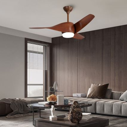 Immax NEO 07286L - LED Ściemnialny wentylator sufitowy WAVE LED/18W/230V Wi-Fi Tuya brązowy śr. 132 cm + zdalne sterowanie