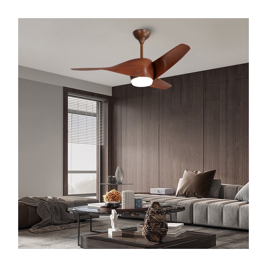 Immax NEO 07286L - LED wentylator sufitowy WAVE LED/18W/230V Wi‑Fi Tuya brązowy śr. 132 cm + pilot zdalnego sterowania