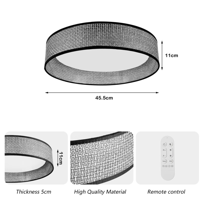 Immax NEO 07287L - Ściemnialna oprawa sufitowa LED+CCT LONA LED/36W/230V 3000-6000K Wi-Fi Tuya Ø 45,5 cm + pilot zdalnego sterowania
