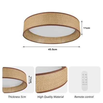 Immax NEO 07288L - LED+CCT ściemnialna lampa sufitowa LONA LED/36W/230V 3000-6000K Wi-Fi Tuya śr. 45,5 cm + zdalne sterowanie