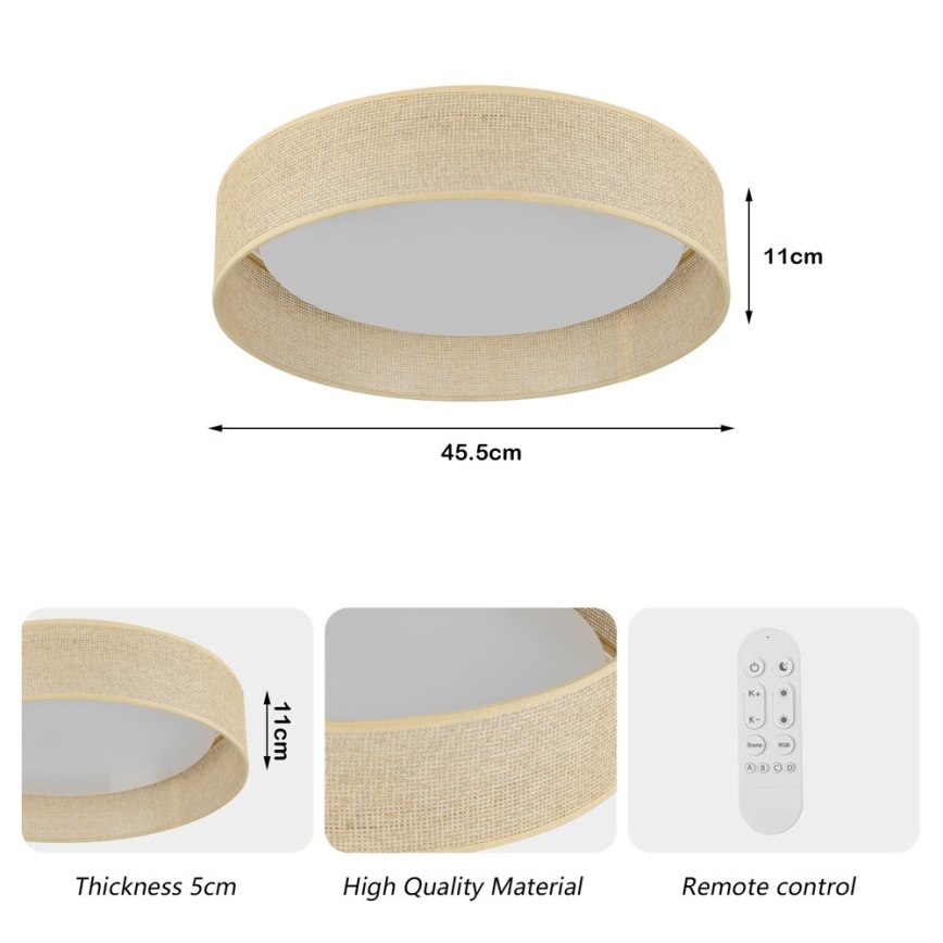 Immax NEO 07289L - LED+CCT ściemnialna oprawa sufitowa LONA LED/36W/230V 3000-6000K Wi-Fi Tuya śr. 45,5 cm + pilot zdalnego sterowania