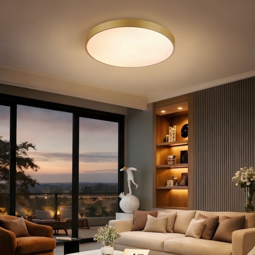 Immax NEO 07293L - LED ściemnialna lampa sufitowa NEO LITE SEMPLICI LED/60W/230V 3000–6000K, średnica 60 cm, Wi‑Fi Tuya, złota + pilot zdalnego sterowania