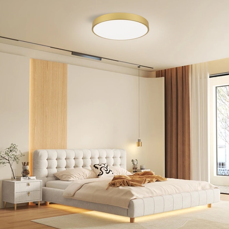 Immax NEO 07293L - LED ściemnialna lampa sufitowa NEO LITE SEMPLICI LED/60W/230V 3000–6000K, średnica 60 cm, Wi‑Fi Tuya, złota + pilot zdalnego sterowania